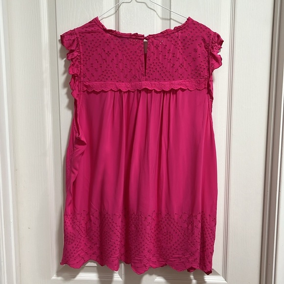 Torrid Eyelet Tank Top Pink Lace Size 3 Ruffle High Neck - Picture 4 of 8